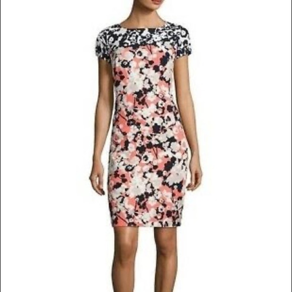 Hugo Boss Donisa Floral Sheath Dress Size 10 – Retro Orange Multi Print - Picture 1 of 8